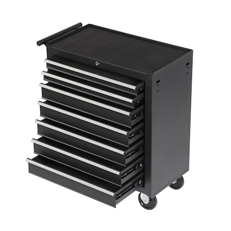 Homeroots 15" Black Multi-Tier Steel Rolling Cabinet With Lid 714594