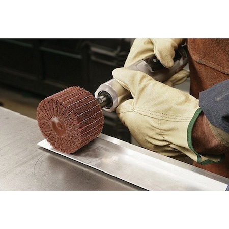 Scotch-Brite Interleaf Flap Wheel, 3" Dia, Center Hole, Aluminum Oxide, P180 Grit, Non-Woven Type, CB-ZS FN510079323
