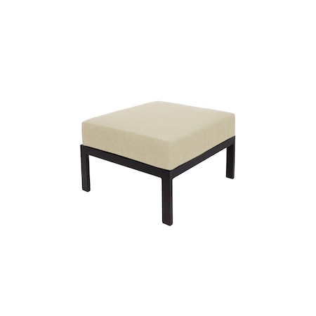 Bfm Seating Belmar Outdoor Ottoman with Sunbrella Cushion, Sand Black Frame PH6106BL-57012