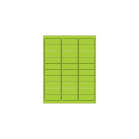 Bubblefast 2 5/8 x 1'' Fluorescent Green Removable Rectangle Laser Labels-30 Labels per Sheet BFLL405GN