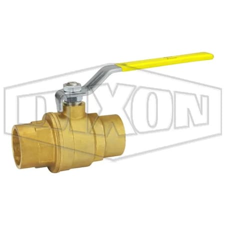 Dixon Ball Valve, 1-1/4 in Nominal, Solder End Style, Brass Body, Full Port, PTFE Seat/Seal/Thrust Washer FBV125SE
