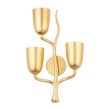 Hudson Valley Lighting Vine 3 Light Wall Sconce 14 In. Gold Leaf, left 5003-L-GL