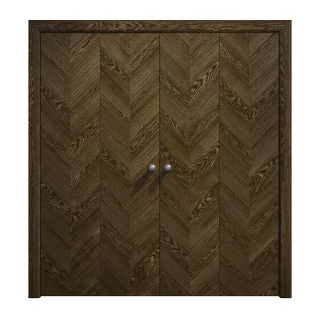Sartodoors Sliding Closet Double Bi-fold Doors 96 x 96 inches, Ego 5005 Marble Oak, Sturdy Tracks Moldings Tr EGO5005DBF-DMR-96x96 (4* 24x96)