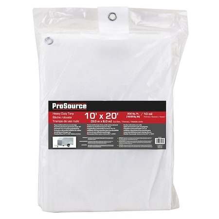 Prosource Tarp, 10 Mil, White, Plastic TW1020
