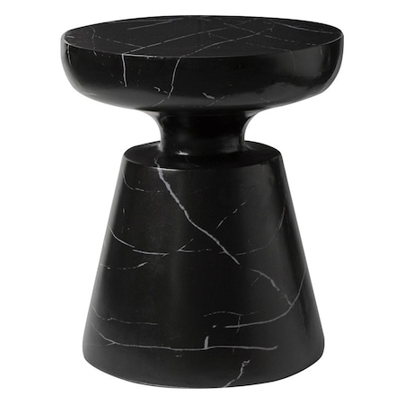 Leisuremod Isle 17 in Round Fiberstone Bowl Side Table, Pedestal Base, Fully Assembled IST17MBL