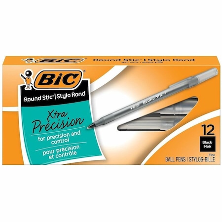 Bic Pen, Roundstic, Bp, Fine, Bk, Dz, PK12 GSF11BK