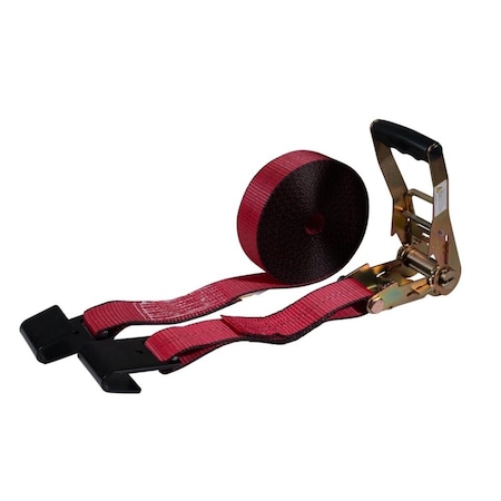 Mytee Products 2in x 30ft Ratchet Straps w/flat hook, WLL 3,333 Trailer Tie Down - Red, 20PK RS230Rx20