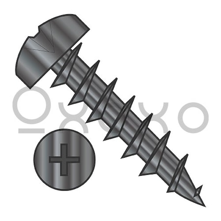 Oxoxo 8-11X1 Phillips Pan Deep Thread Wood Screw Full Thread Black Oxide and Oil, 7000PK 530198