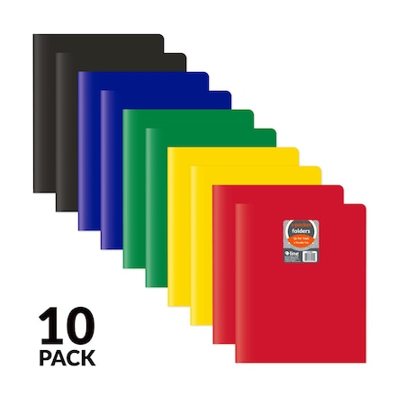 C-Line Products 8-1/2" x 11" Primary Colors Two-Pocket Heavyweight Poly Portfolio Folder, 10/PK 32950