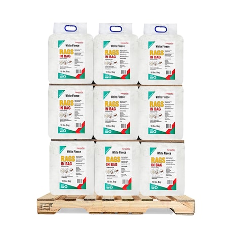 Supremeplus Recycled White Sweatshirt Cleaning Rags 10 lbs. Bag- 960 lbs. Pallet, 96 x 10 lbs. Bags, 96PK SP-9565