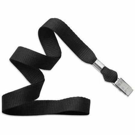 Brady LANYARD STANDARD, BLACK, 5/8in FLAT WOVEN LANYARD W/NICKEL PLATED STEEL BULLDOG CLIP 2136-3551