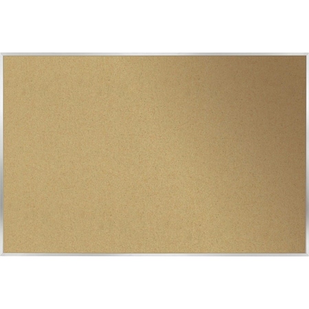 Ghent 4' x 10' Bulletin Board - Natural Cork Surface - Silver Frame AK410