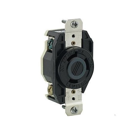 Leviton Flanged Locking Receptacle, L7-30R, 30 A, 277V AC, Single Phase, 2 Pole, Flush Mount, Black 2630