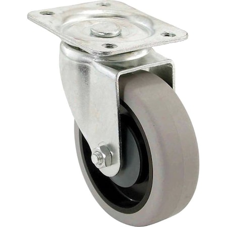 Shepherd Hardware 400 Series Swivel Caster, 4 in Dia Wheel, TPR Wheel, Gray, 250 lb 9735