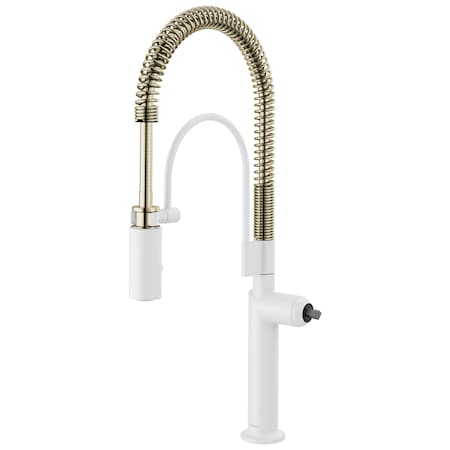 Brizo Jason Wu for Semi-Professional Kitchen Faucet, Less Handle Matte White/Polished Nickel 63375LF-MWPNLHP