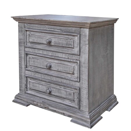 Homeroots 32" Gray Solid Wood Three Drawer Nightstand 527061