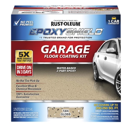 Rust-Oleum 120 fl oz Garage Floor Kit, Gloss Finish, Tan, Water Base 251966