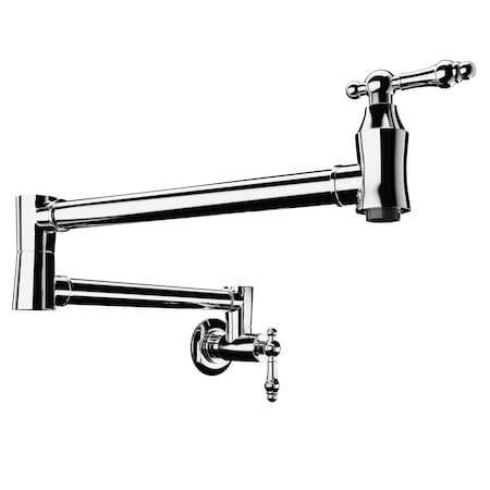Anzzi Marca 360-Degree 24 in. Wall Mounted Pot Filler with Dual Swivel in Polished Chrome KF-AZ259CH