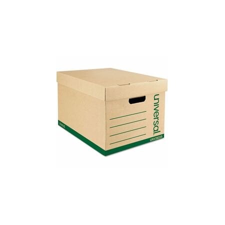 Universal Recycled Medium-Duty Record Storage Box, Letter/Legal, Kraft/Grn, 12PK 9523101
