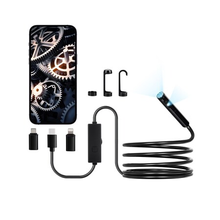 Vevor Dual Lens Borescope Endoscope Camera for Android IOS & 10FT Snake Cable SM7
