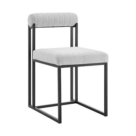 Homeroots Set of Two Gray And Black Upholstered Polyester Open Back Dining Side Chairs 569415