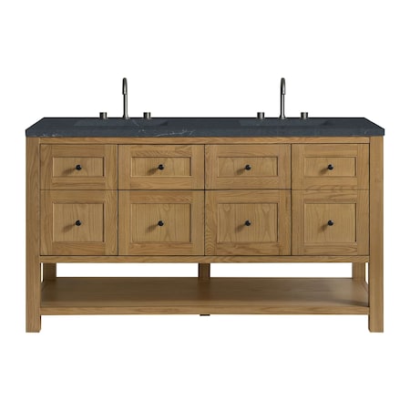 James Martin Vanities Breckenridge 60 in. Double Vanity, Light Natural Oak, w/ 3 CM Charcoal Soapstone Quartz Top 330-V60D-LNO-3CSP