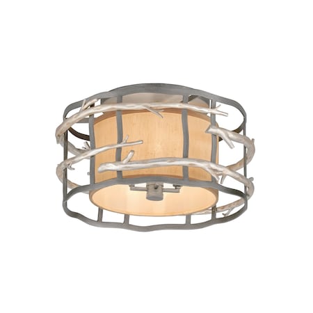 Troy Lighting Adirondack 4 Light Flush Mount 18 In. Graphite And Silver Leaf C2881-GRA/WSL