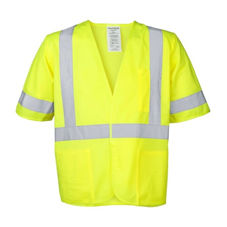 Ironwear Hi-Vis Safety Vest w/Sleeves M Class 3 , Hook & Loop 3 Pockets 1291-L-M