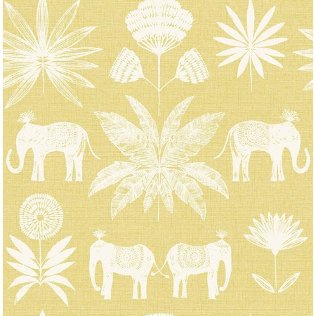 A-Street Prints Bazaar Yellow Elephant Oasis Wallpaper 4014-26434