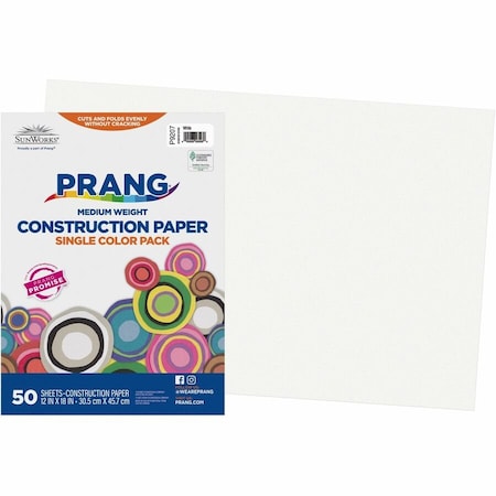 Pacon SunWorks® Construction Paper, White, 12" x 18", 50 Sheets/Pack, PK5 9207