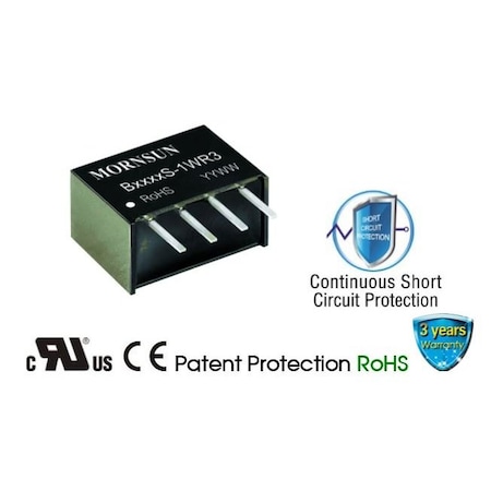 Mornsun DC/DC Converter, 1W, Fixed input voltage, isolated and unregulated single output B0515S-1WR3