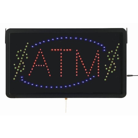 Aarco High Visibility Large LED ''ATM'' Sign, Size 13''Hx22''W ATM10L
