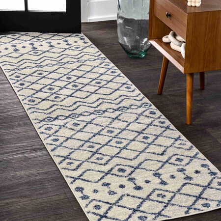 Jonathan Y Aksil Moroccan Beni Souk Cream/Navy 2 ft. x 8 ft. Runner Rug MOH208F-28