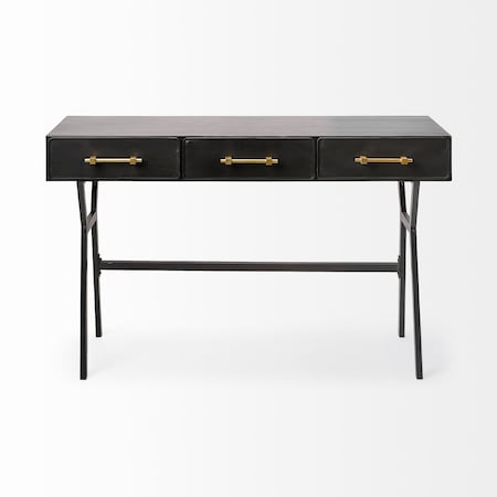 Homeroots 51" Black Writing Desk With Three Drawers 380232