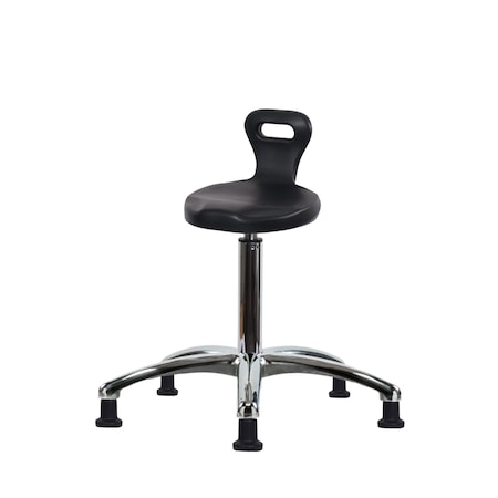 Blue Ridge Ergonomics Polyurethane Serpent Stool Chrome - Medium Bench Height with Stationary Glides in Black Polyurethane PSPMBSL-CR-NF-RG-BLK