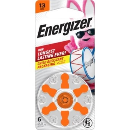 Energizer 13 AZ13DP-8 Hearing Aid Battery, 1.4 V Battery, 242 mAh, Zinc-Air 13CR-6ENRUS