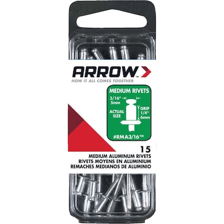 Arrow Lock 3/16 In. x 1/4 In. Aluminum Rivet (15-Count) RMA3/16