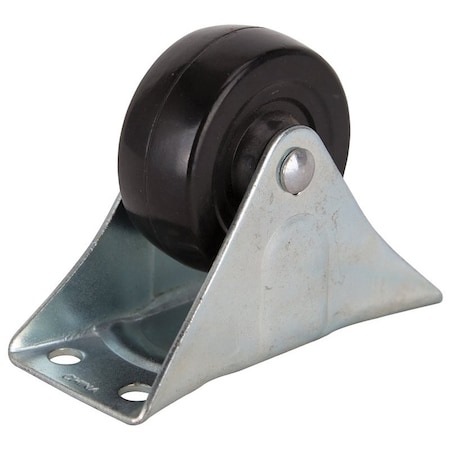 Prosource Rigid Caster, 2-1/2 in Dia Wheel, 1 in W Wheel, Rubber Wheel, Black, 130 lb, Steel Housing Material JC-H02