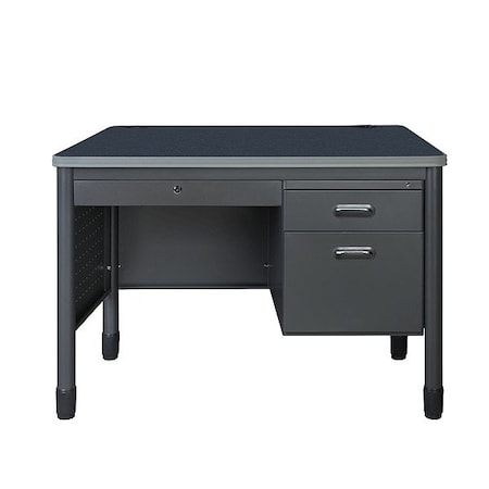 Regency Single Pedestal Desk, Steel Frame, 48 in W 66348SPCDGY