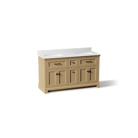 Kohler Charlemont 60" bathroom vanity cabinet with sinks and quartz top 29263-BD1-WEK