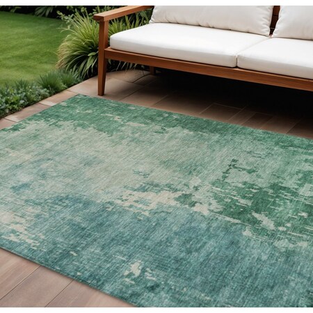 Homeroots 9' X 12' Emerald Abstract Washable Indoor Outdoor Area Rug 608236