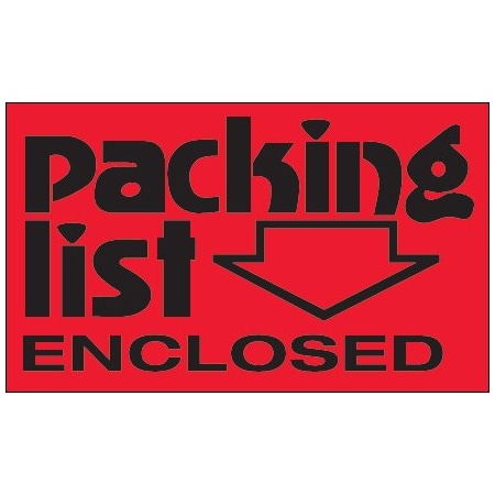 Bsc Preferred 3 x 5'' - ''Packing List Enclosed'' Fluorescent Red Labels, Style 2, 500PK DL1074