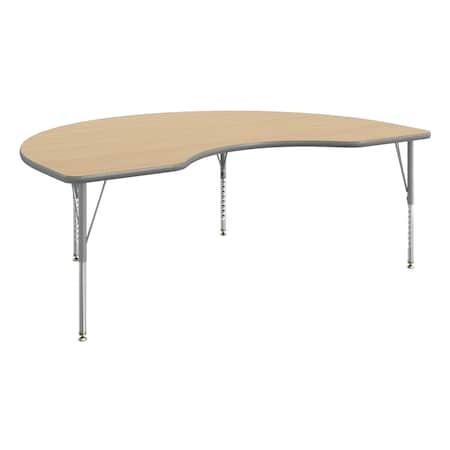 Flash Furniture Commercial Adjustable Height Kidney Activity Table with Short Legs in LT NAT XU-A4872-KIDNY-LTNAT-T-P-GG