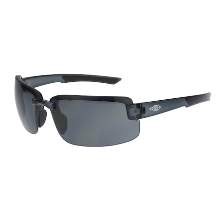 Crossfire Safety Glasses, Smoke Lens, Crystal Black Frame, Half-Frame, Yes, 1 PR 440401