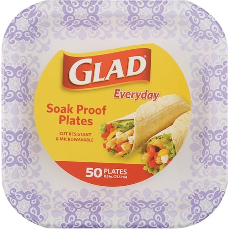 Glad Everyday 8.5'' Purple Victorian Square Paper Plates, 50-Count BBP0096