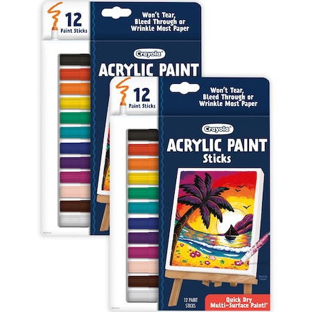 Crayola Acrylic Paint Doodle Sticks, 12-Color Set, 2PK 54-6213