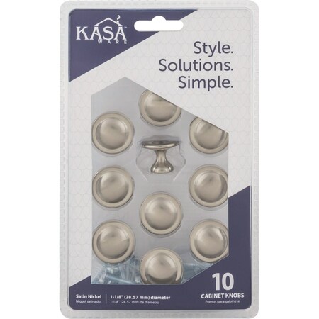 Hardware Resources KasaWare 1-1/8'' Diameter Satin Nickel Cabinet Knob, 10PK K413SN-10