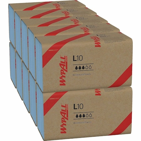 Wypall General Clean L10 Light Cleaning Towels, Banded Dairy Wiper, Limited Use Towels, Blue, 10 PK 05123