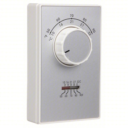 Columbus Electric Line Voltage Mechanical Thermostat For Wall, 50 to 90 Degree Analog Dial, Cool/Heat/Off, White ETD9STGS