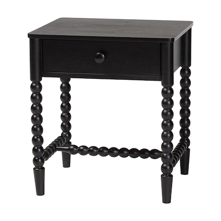 Baxton Studio Brantley Spindle Nightstand, Black 272-14805-ZORO